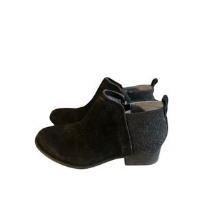 TOMS Black Suede Ankle‎ Booties Side Zip Casual Shoes Women's Size 8